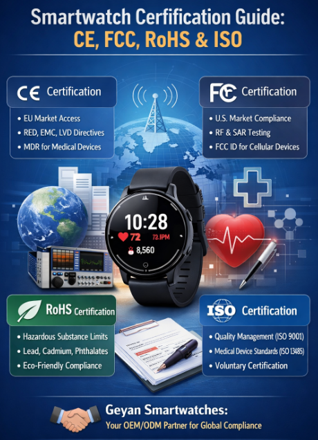 Smartwatch Certification Guide: CE, FCC, RoHS & ISO