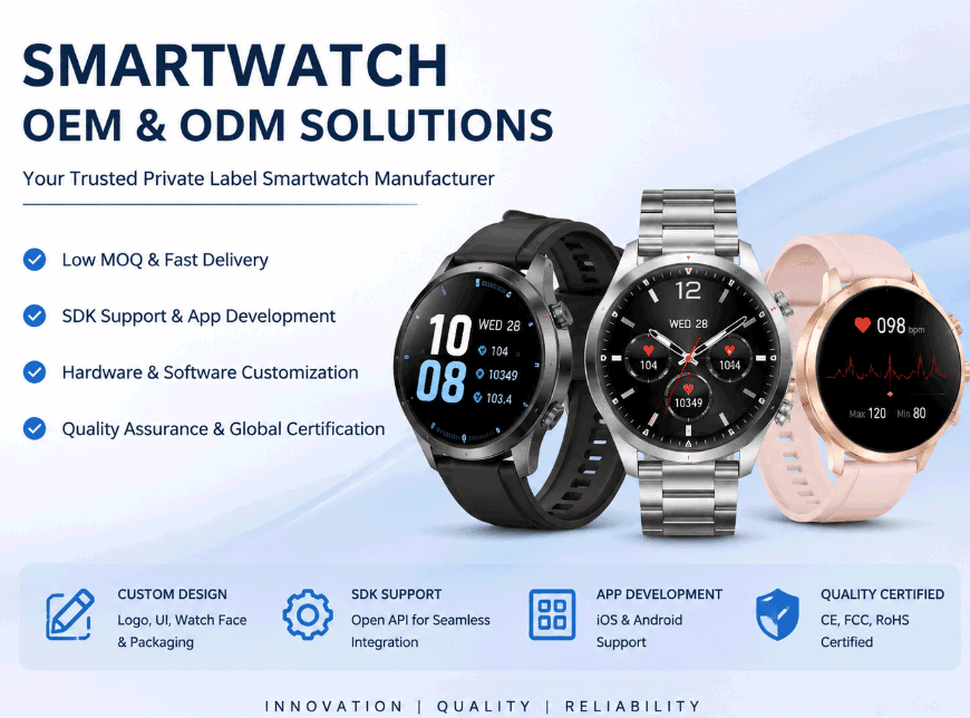 Private Label Smartwatch Manufacturer | OEM Factory with SDK Support & Low MOQ Supplier